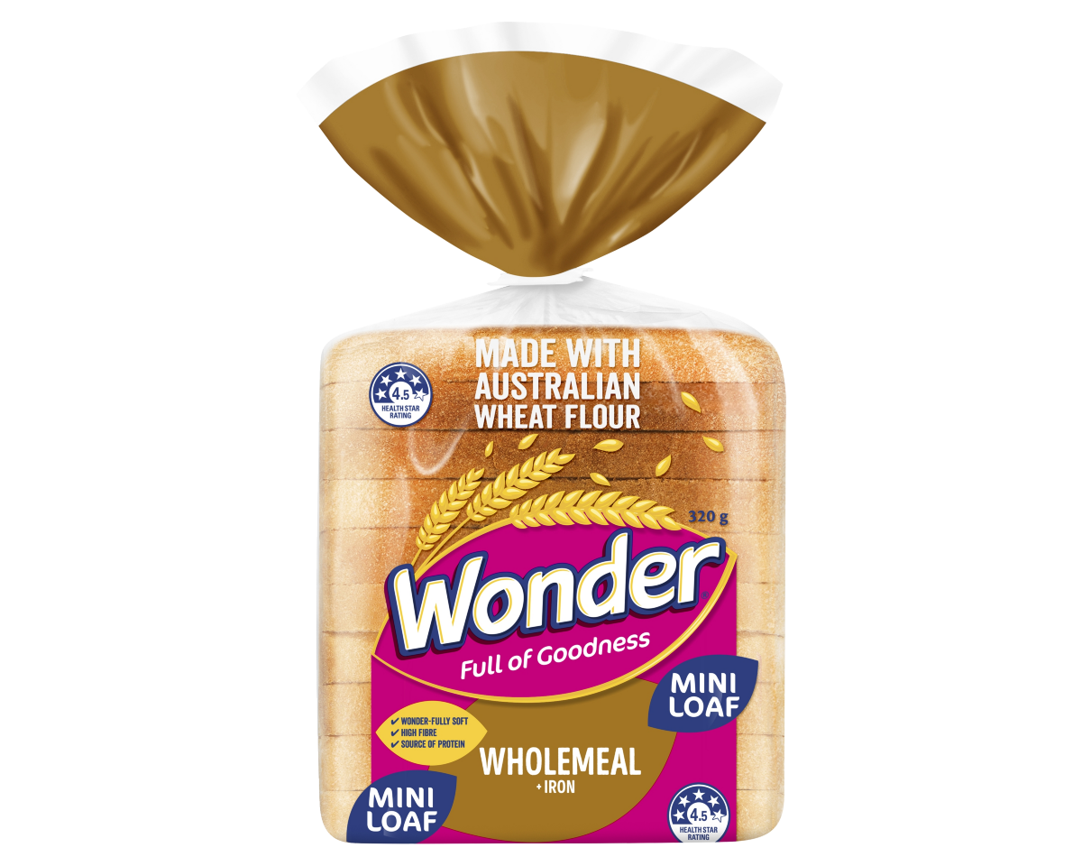 Wonder Wholemeal + Iron Bread 320g Wonder